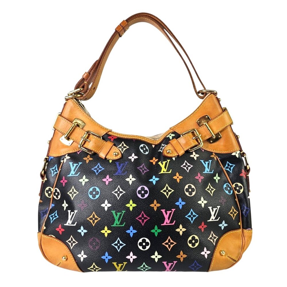 LOUIS VUITTON Greta Multicolor Black Hobo LV Shoulder Bag Murakami Monogram